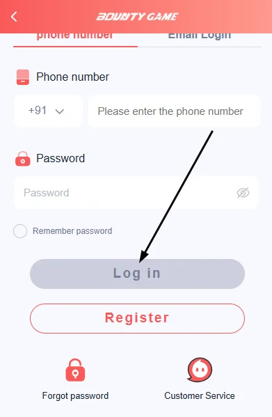  Tap on the login button